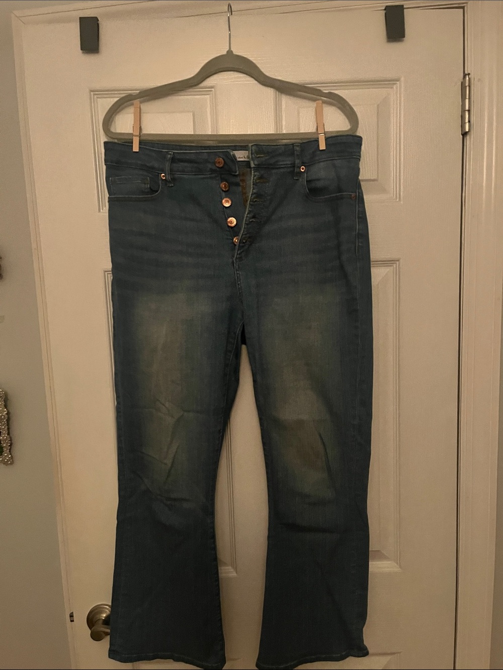 Women’s Blue Button-Fly Flared Jeans